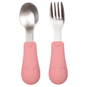 Kit Talhares Silicone e Aço Inox Rosa